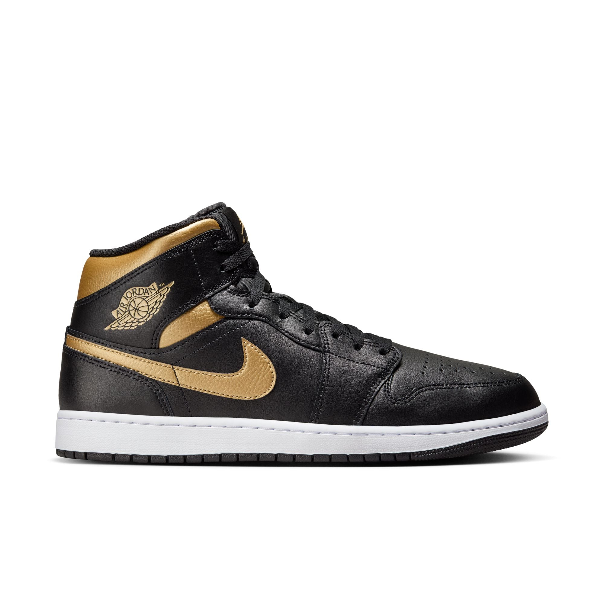 Air Jordan 1 Mid Men s Shoes Black Gold White Bouncewear