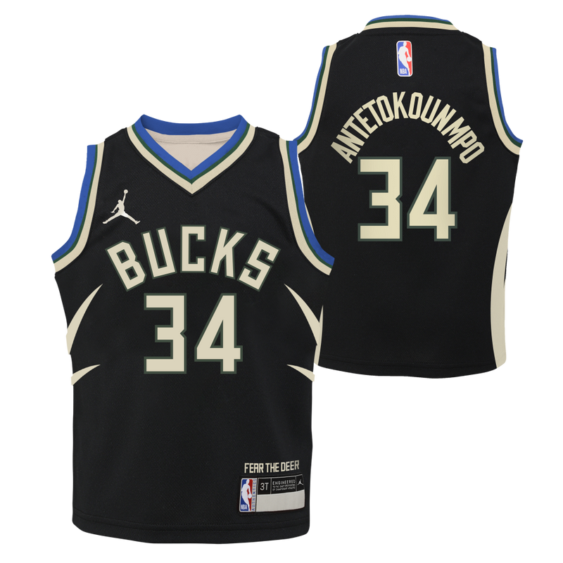 Giannis Antetokounmpo Icon Replica Jersey Milwaukee Bucks Jordan NBA (0-7 years) 'Black'