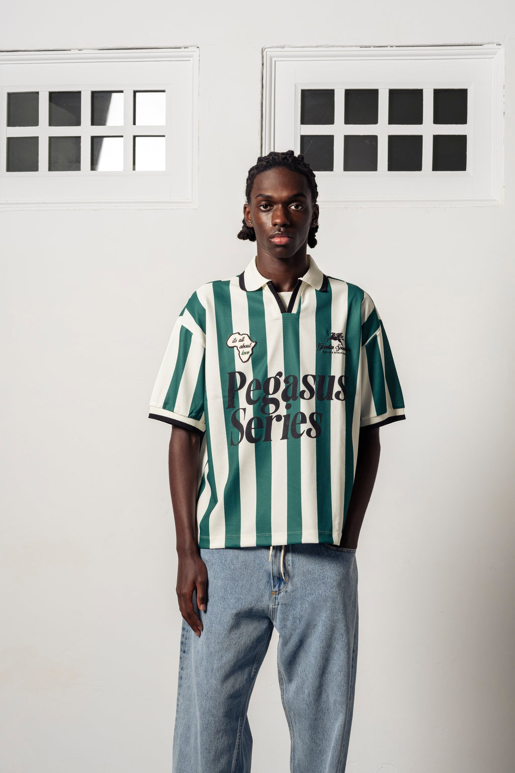 Goodies Sportive About Love Football Tee T-shirt 'Green/Ecru'