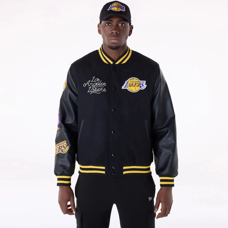 New Era NBA Los Angeles Lakers Patch Varsity Jacket 'Black'