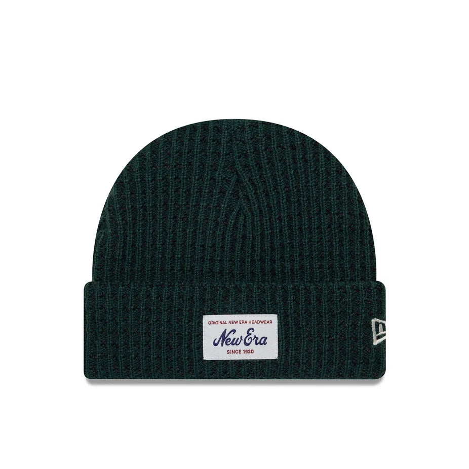 New Era Short Waffle Skull Knit Beanie Hat 'Dark Green'