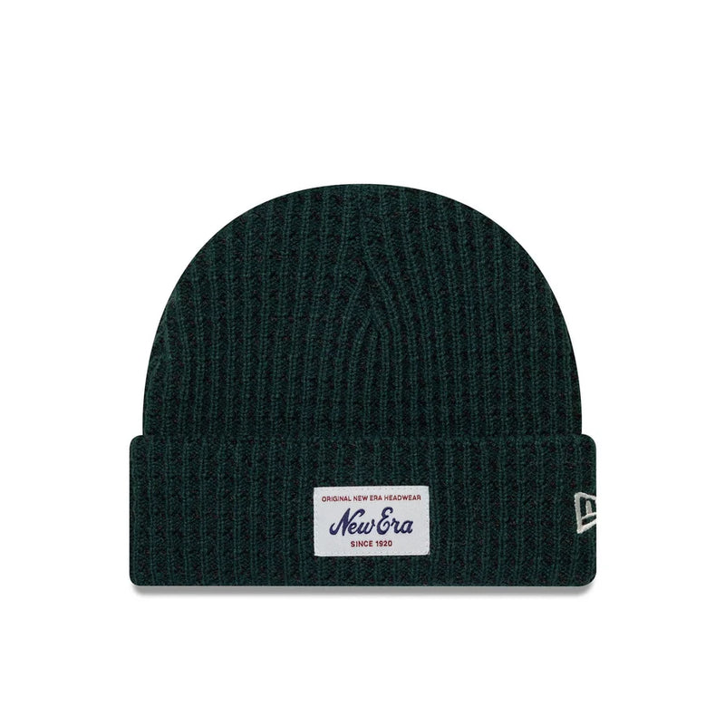 New Era Short Waffle Skull Knit Beanie Hat 'Dark Green'