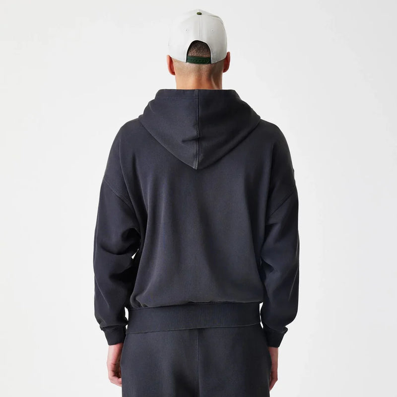 New Era Washed Black Oversized Full Zip Hoodie 'Black'