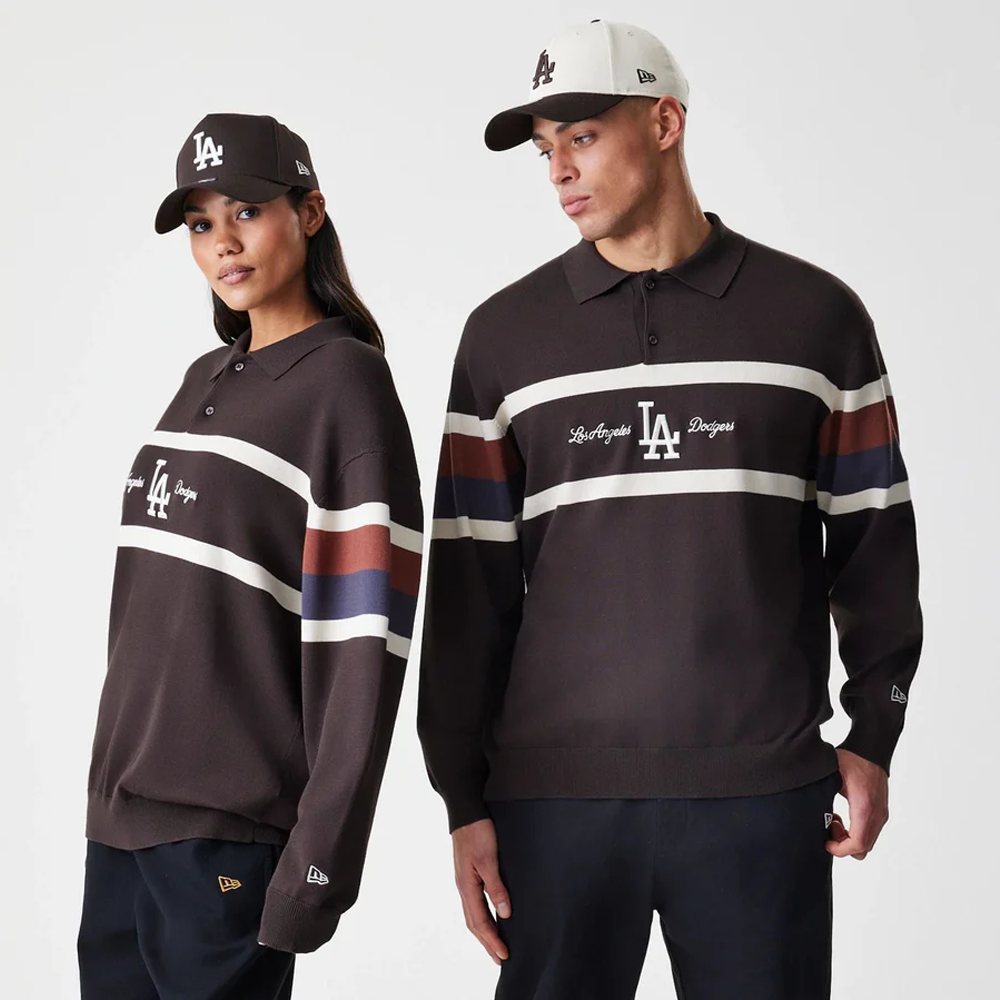 New Era LA Dodgers MLB Knit Brown Rugby Shirt