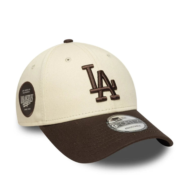 New Era LA Dodgers MLB Sidepatch 9FORTY Adjustable Cap 'Cream Brown'