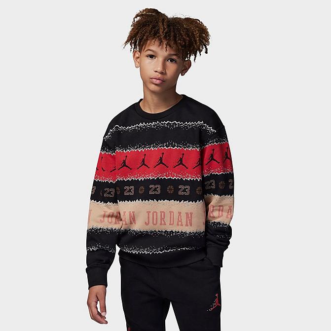 Jordan MJ Holiday Fleece Crew Big Kids Top 'Black'