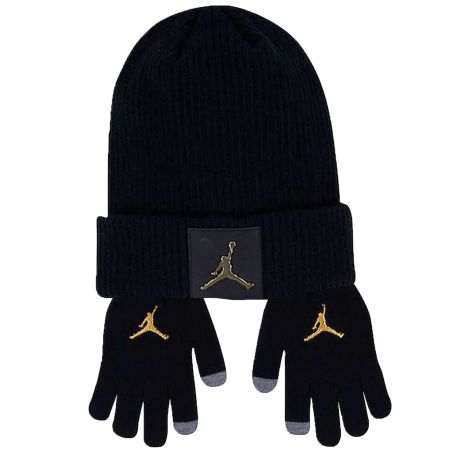 Jordan Patch Metal Hat and gloves Kids Set 'Black/Gold'