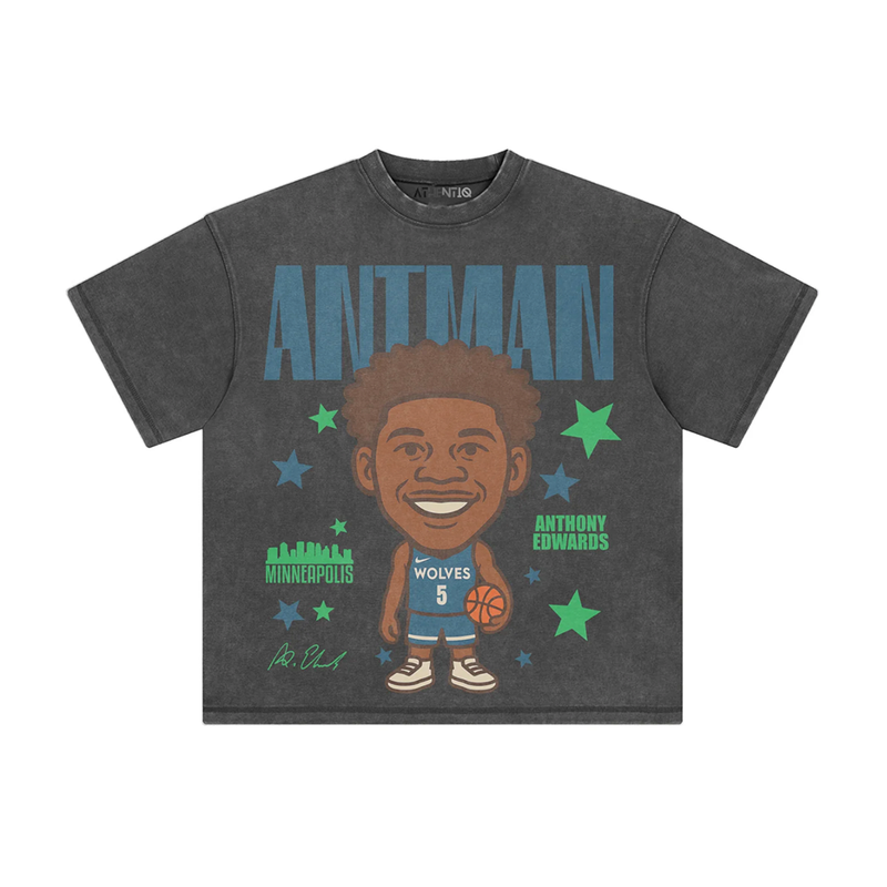 Athentiq Anthony Edwards 'Antman' Cartoon T-Shirt 'Vintage Dark Grey'