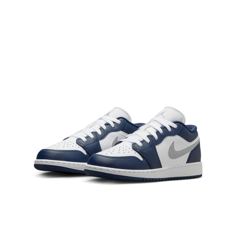 Air Jordan 1 Low Big Kids' Shoes (GS) 'White/Grey/Navy'