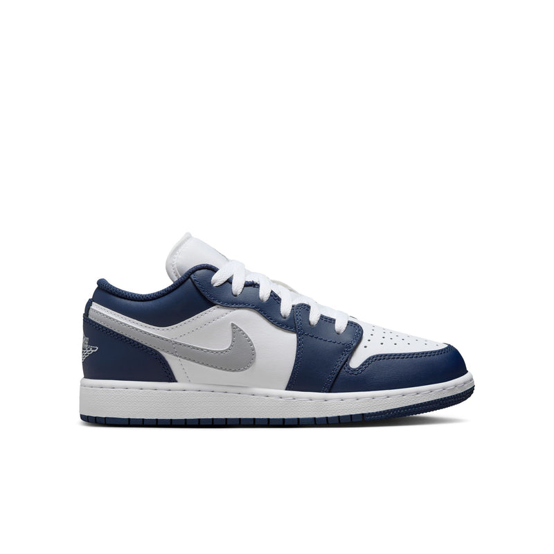 Air Jordan 1 Low Big Kids' Shoes (GS) 'White/Grey/Navy'