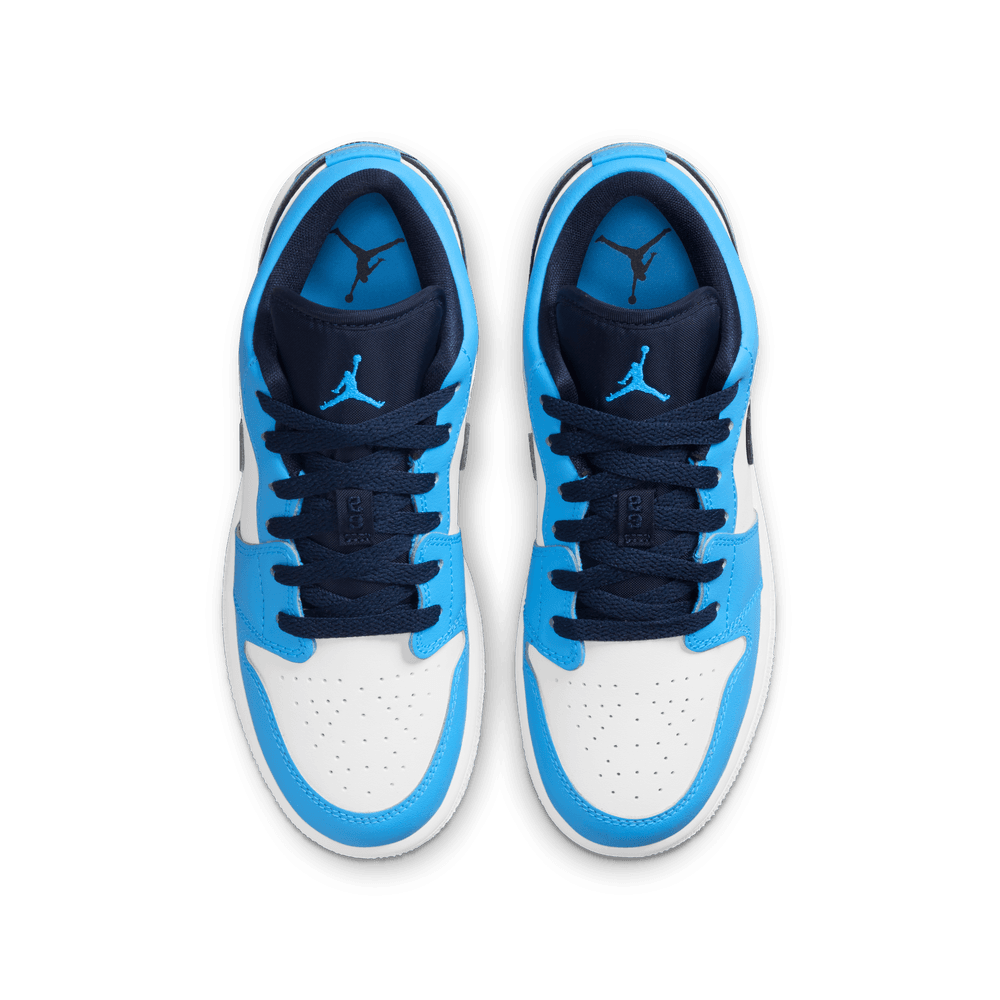 Air Jordan 1 Low Big Kids' Shoes (GS) 'White/Powder Blue/Black'