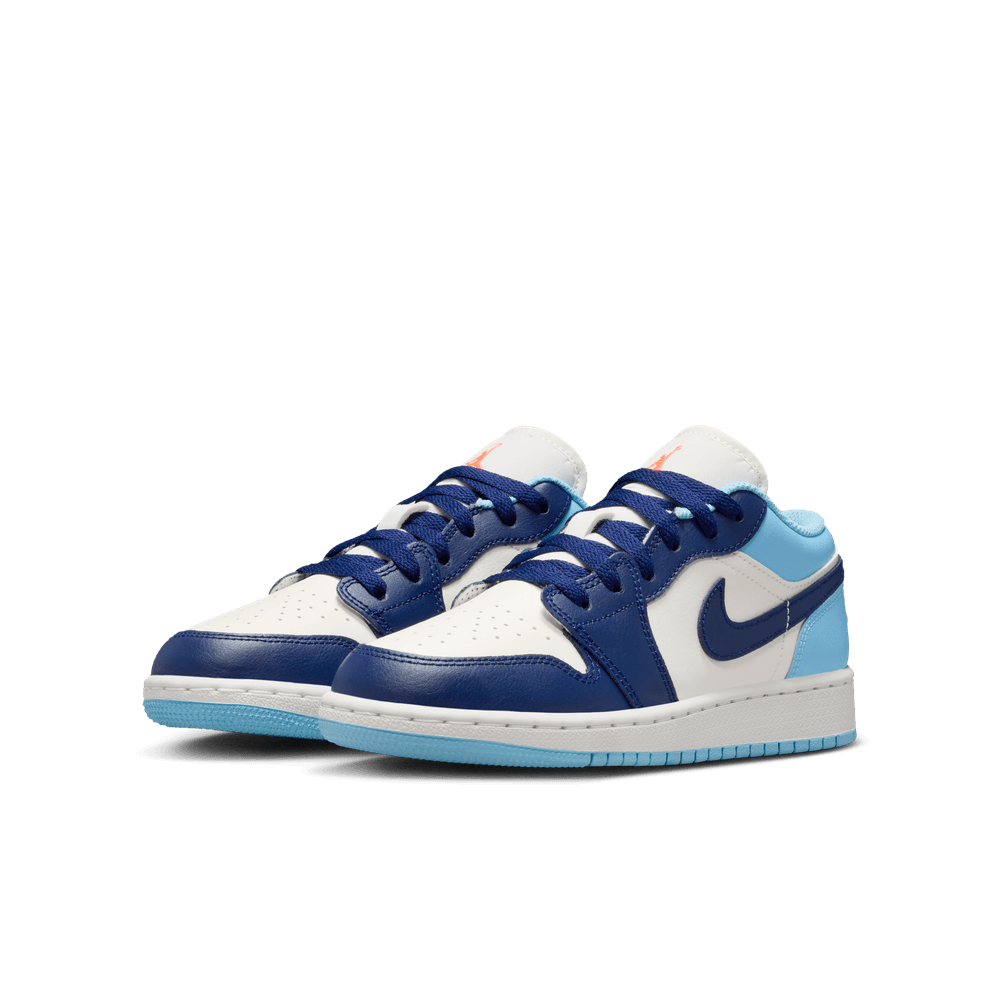 Air Jordan 1 Low Big Kids' Shoes (GS) 'Sail/Blue Void/Lava'