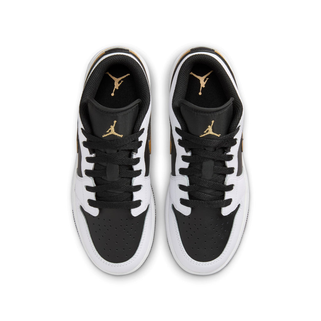 Air Jordan 1 Low Big Kids' Shoes (GS) 'White/Gold/Black'