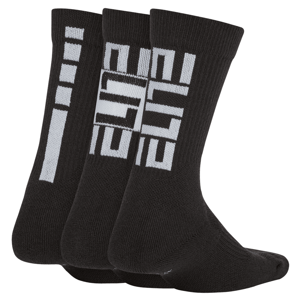 Nike Elite Kids' Basketball Crew Socks (3 Pairs) 'Balck/White'