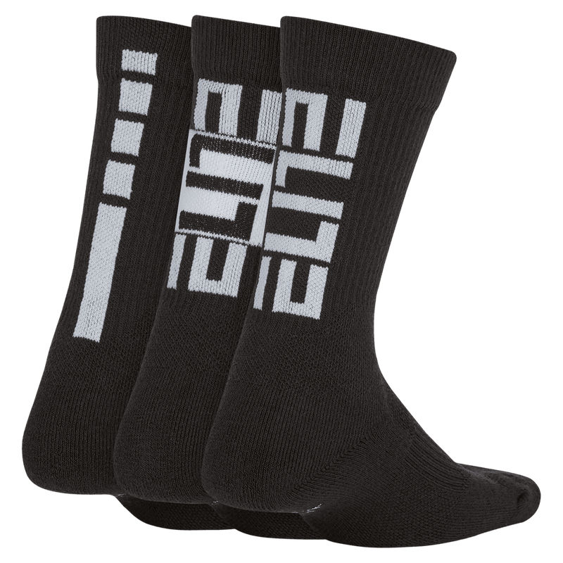 Nike Elite Kids' Basketball Crew Socks (3 Pairs) 'Balck/White'