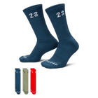 Jordan Essentials Crew Socks (3 Pairs) 'Blue/Jade/Red'