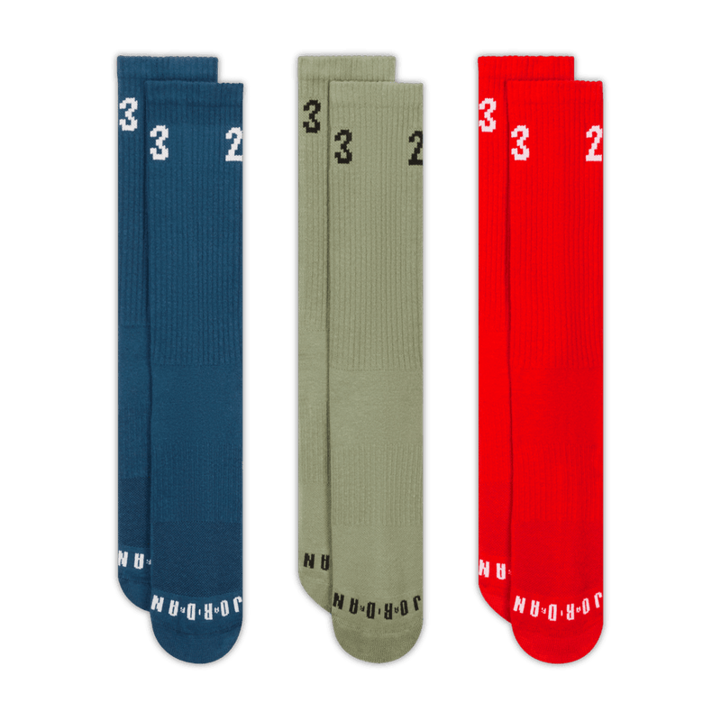 Jordan Essentials Crew Socks (3 Pairs) 'Blue/Jade/Red'