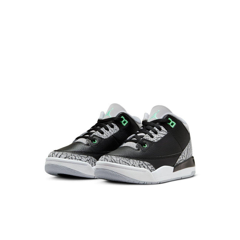 Jordan 3 Retro "Green Glow" Little Kids' Shoes (PS) 'Black/Green Glow/White'