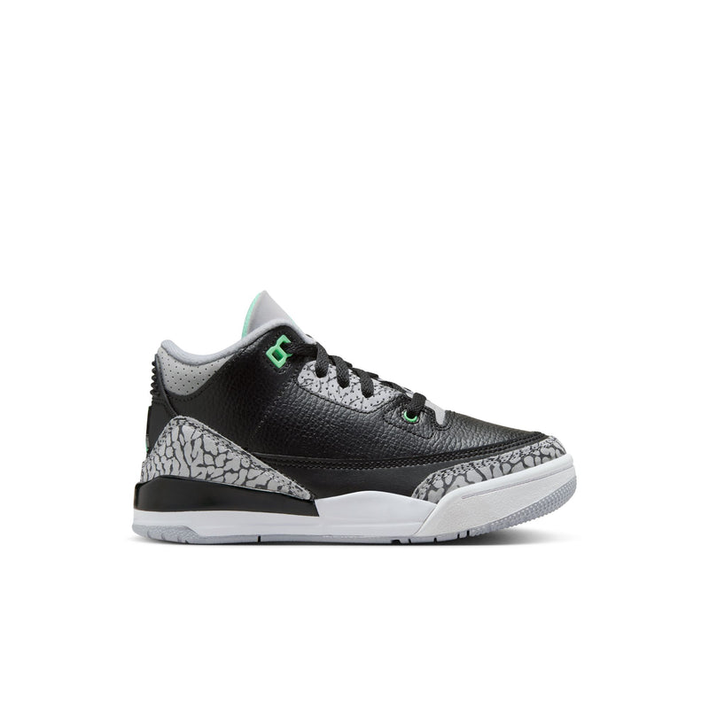 Jordan 3 Retro "Green Glow" Little Kids' Shoes (PS) 'Black/Green Glow/White'