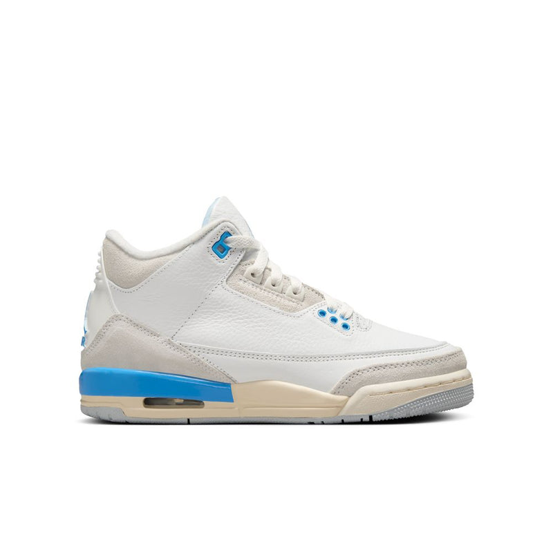 Air Jordan 3 Retro "Lucky Shorts" Big Kids' Shoes (GS) 'Summit White/Hydrogen Blue'