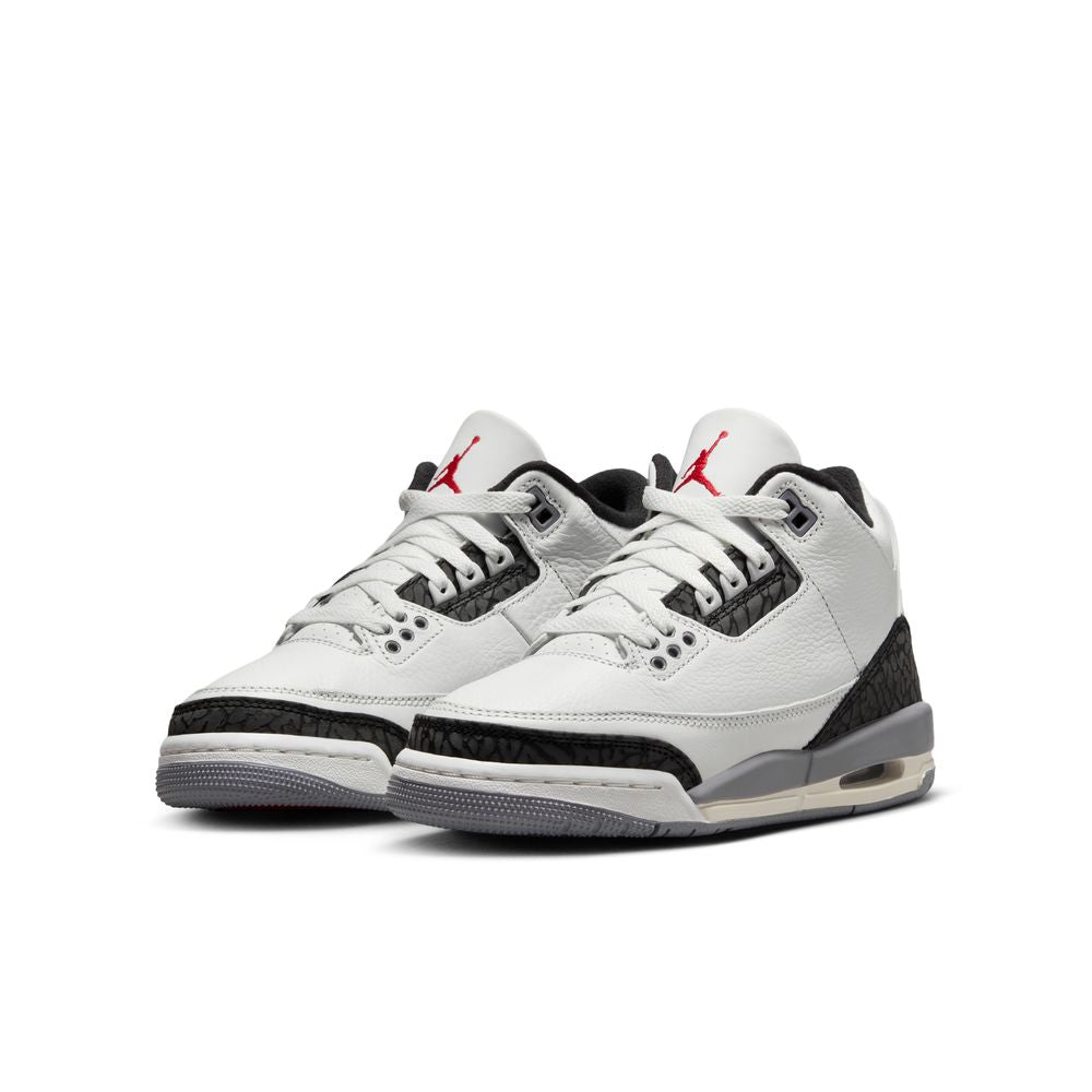 Air Jordan 3 Retro "Cement Grey" Big Kids' Shoes (GS) 'Summit White/Fire Red/Cement Grey/Black'