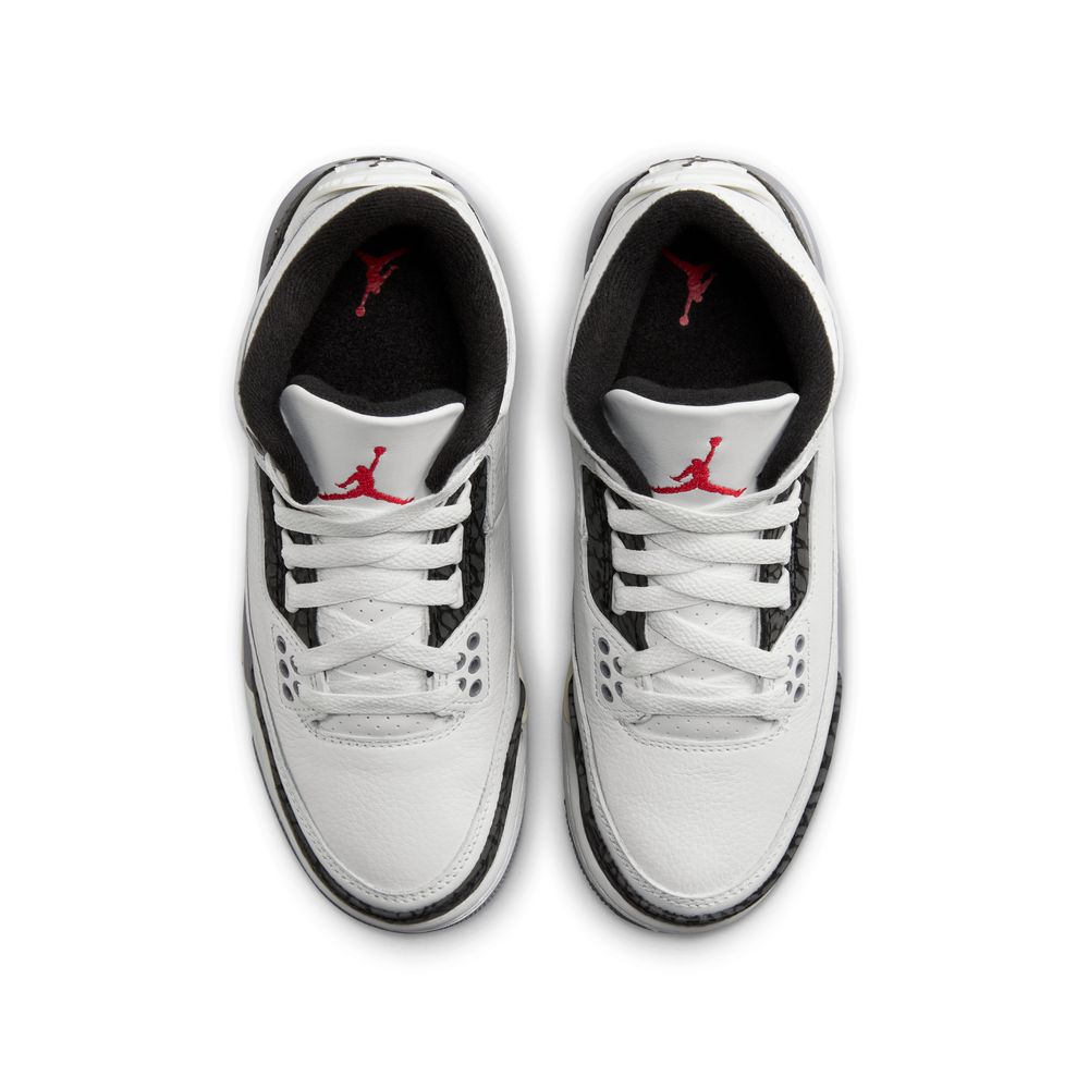 Air Jordan 3 Retro "Cement Grey" Big Kids' Shoes (GS) 'Summit White/Fire Red/Cement Grey/Black'