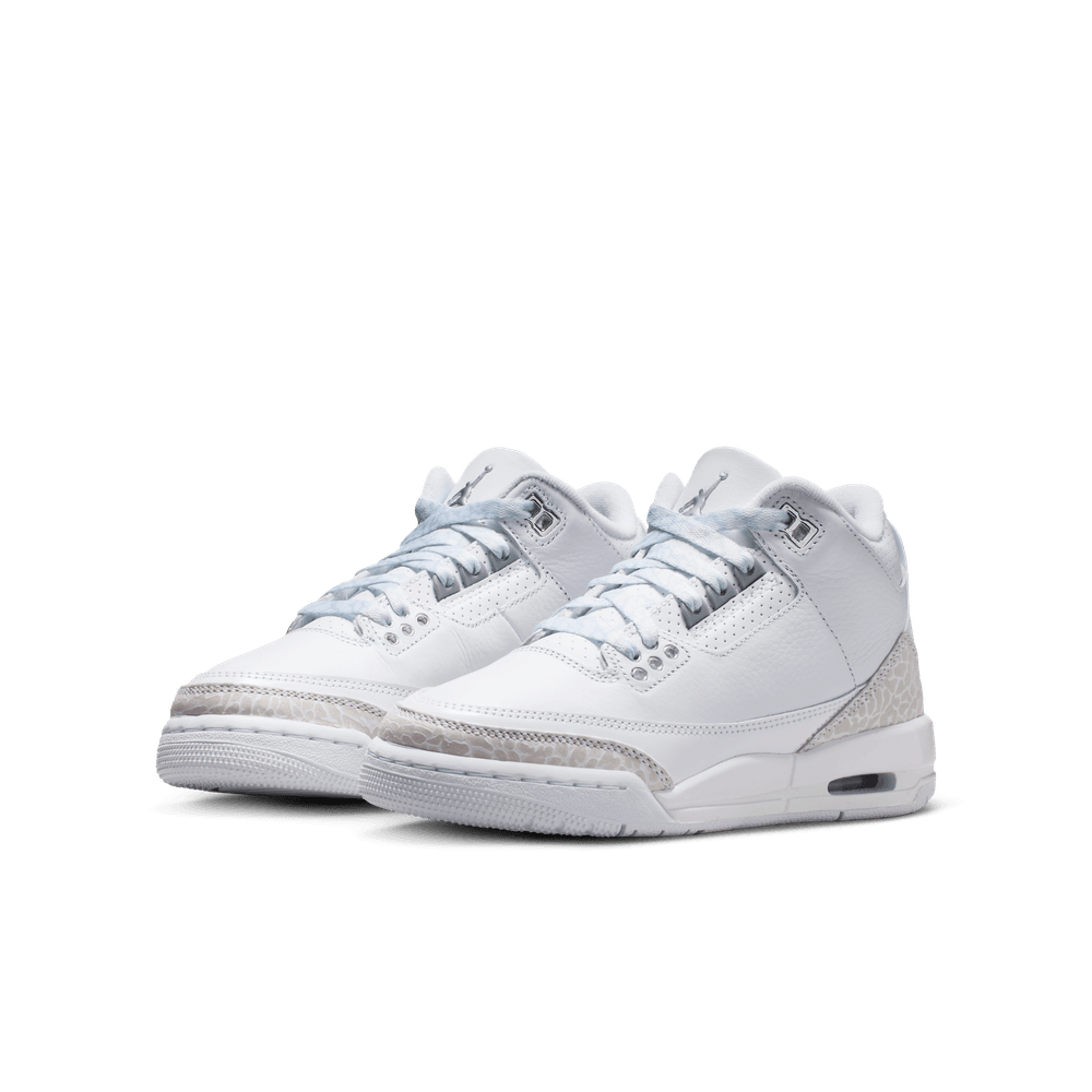 Air Jordan 3 Retro "Pure Money" Big Kids' Shoes (GS) 'White/Silver'