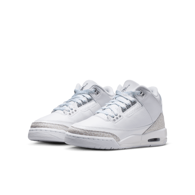 Air Jordan 3 Retro "Pure Money" Big Kids' Shoes (GS) 'White/Silver'