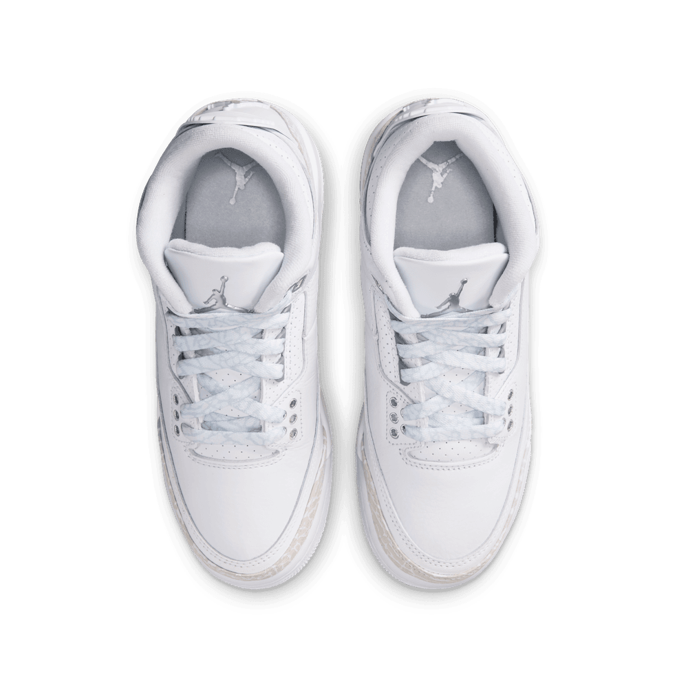 Air Jordan 3 Retro "Pure Money" Big Kids' Shoes (GS) 'White/Silver'