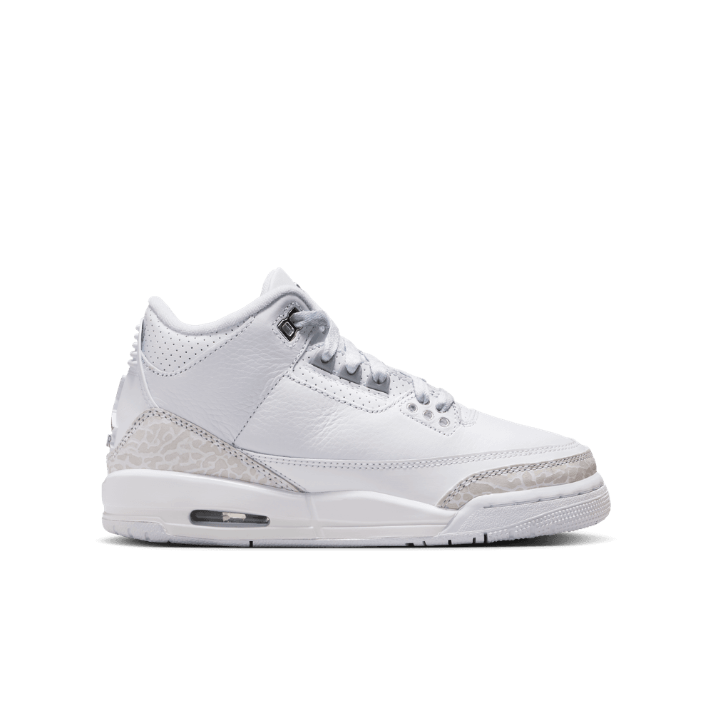 Air Jordan 3 Retro "Pure Money" Big Kids' Shoes (GS) 'White/Silver'