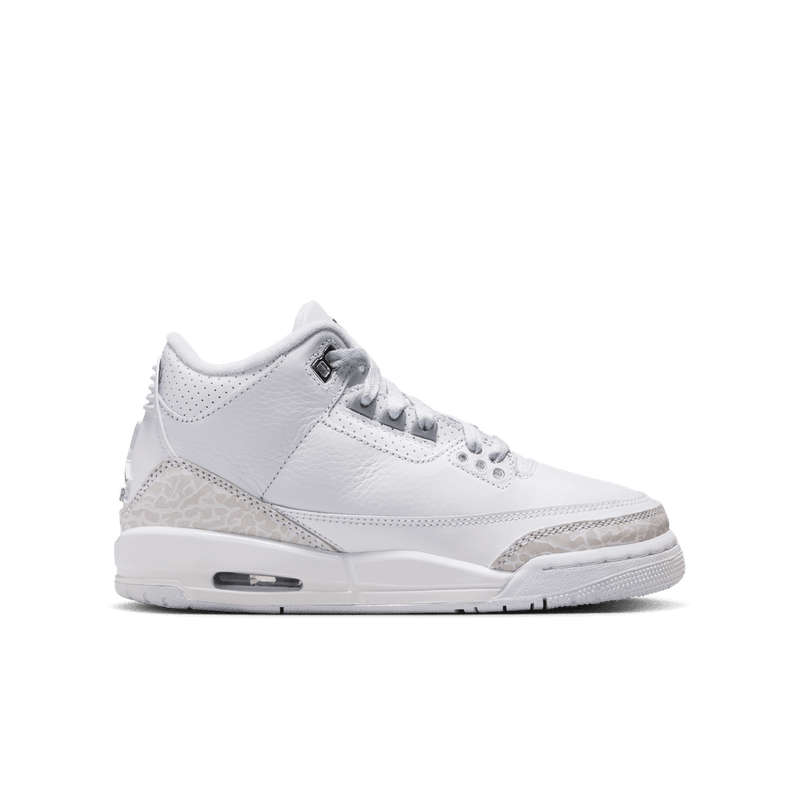 Air Jordan 3 Retro "Pure Money" Big Kids' Shoes (GS) 'White/Silver'