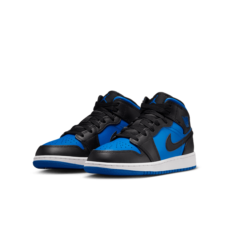 Air Jordan 1 Mid Big Kids' Shoes (GS) 'Black/Royal/White'