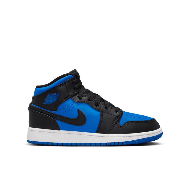 Air Jordan 1 Mid Big Kids' Shoes (GS) 'Black/Royal/White'