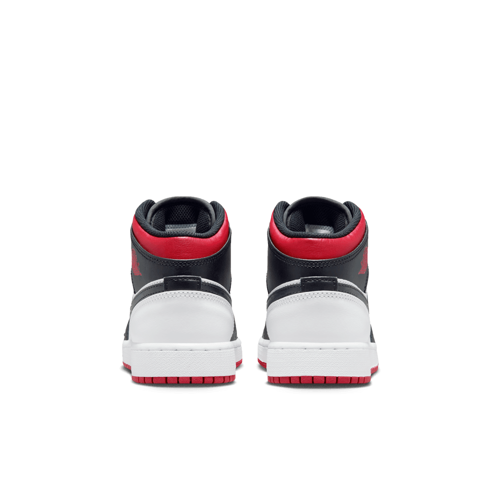 Air Jordan 1 Mid Big Kids' Shoes (GS) 'White/Red/Black'