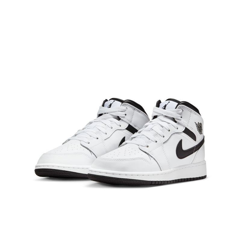 Air Jordan 1 Mid Big Kids' Shoes (GS) 'White/Black'