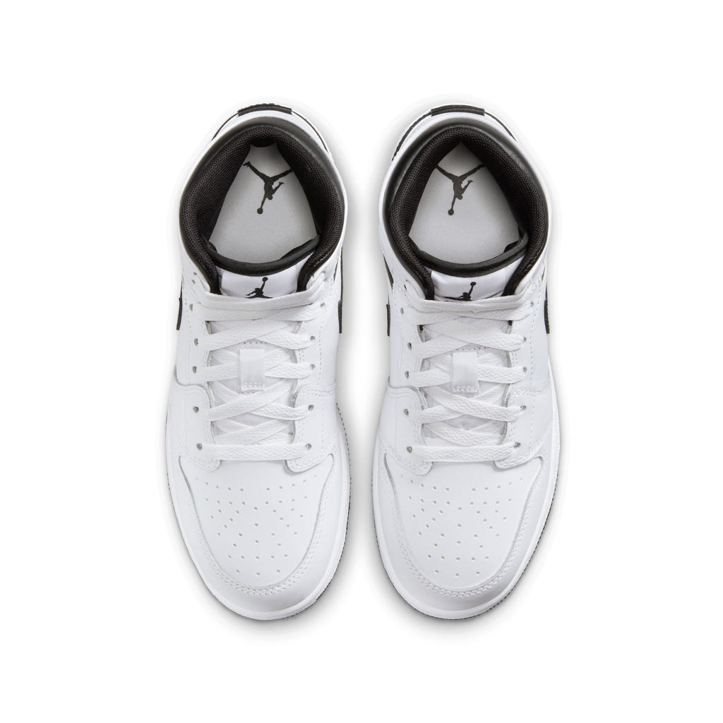 Air Jordan 1 Mid Big Kids' Shoes (GS) 'White/Black'