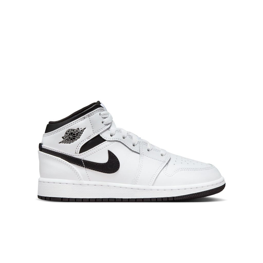 Air Jordan 1 Mid Big Kids' Shoes (GS) 'White/Black'