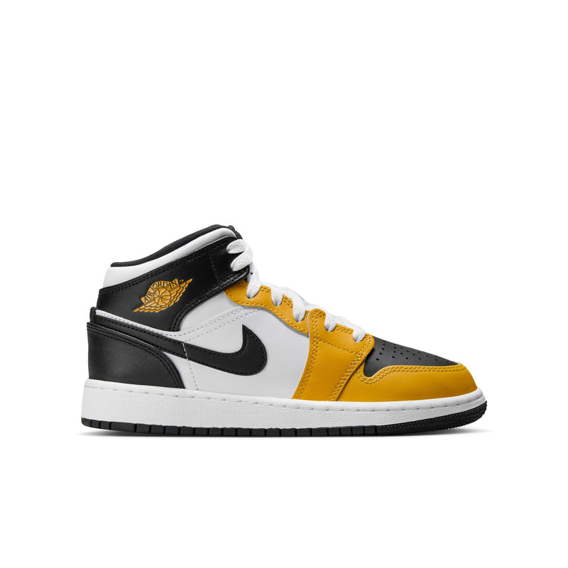 Air Jordan 1 Mid Big Kids' Shoes (GS) 'Yellow Ochre/Black/White'