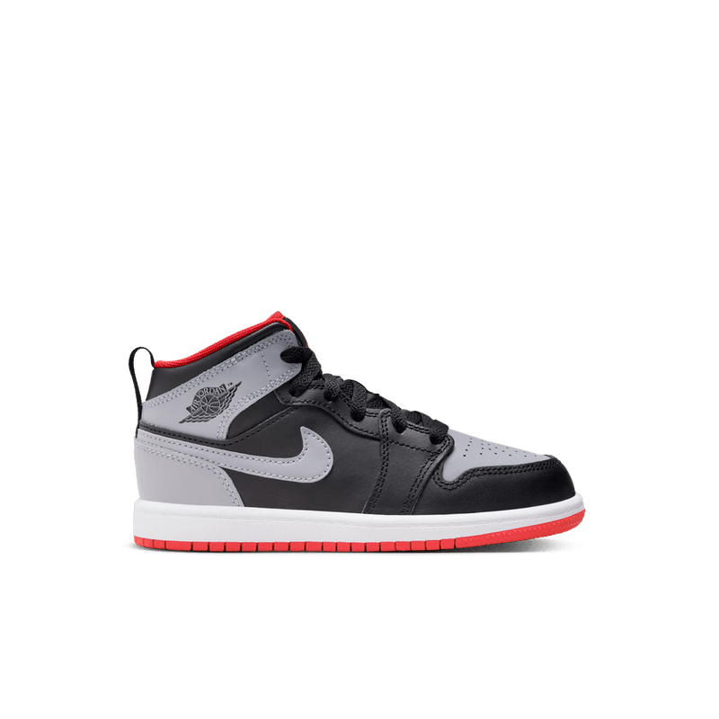 Jordan 1 Mid Little Kids' Shoes (PS) 'Black/Grey/Red'