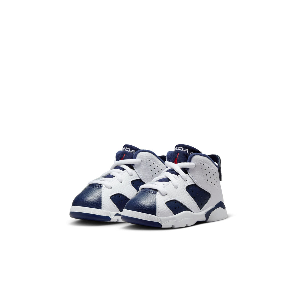 Jordan 6 Retro "White and Midnight Navy" Baby/Toddler Shoes (TD) 'White/Navy/Red'