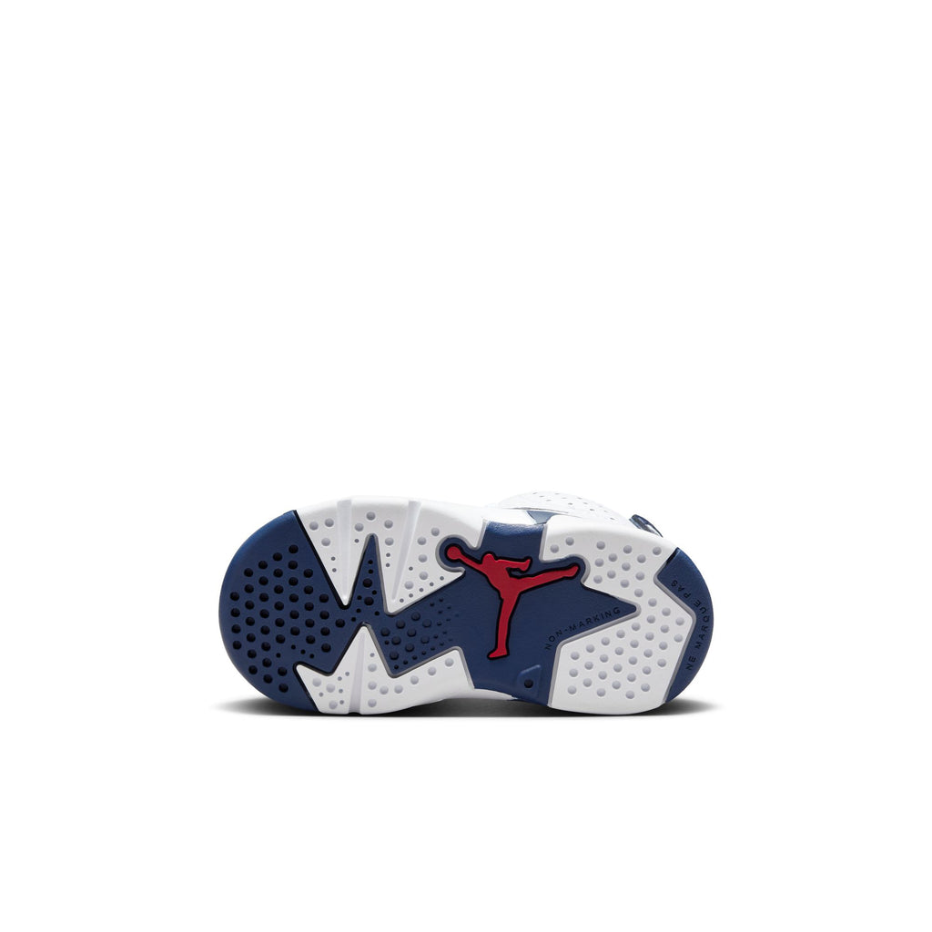 Jordan 6 Retro "White and Midnight Navy" Baby/Toddler Shoes (TD) 'White/Navy/Red'