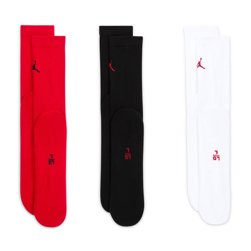 Jordan Everyday Crew Socks (3 pairs) 'Black/White/Red'