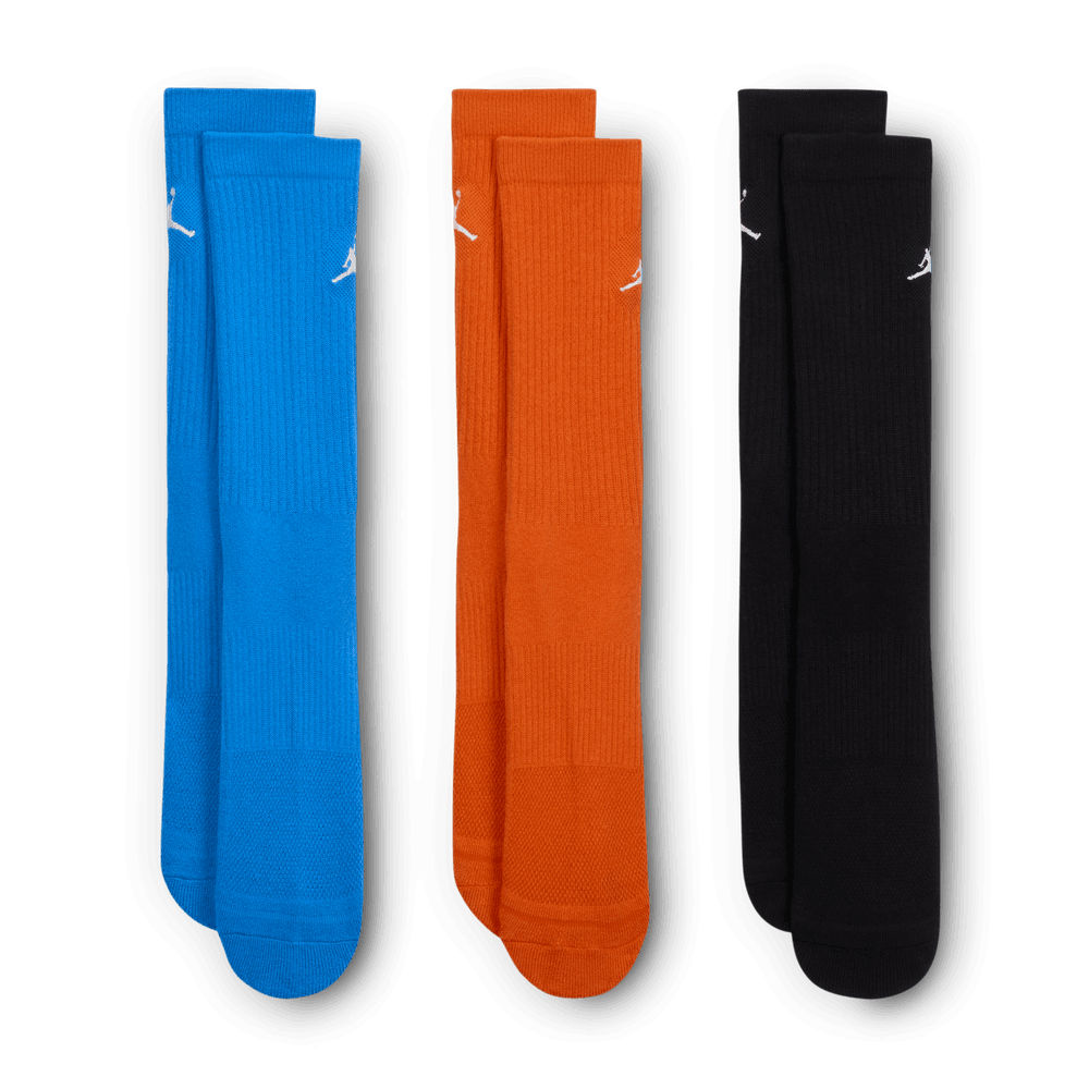 Jordan Everyday Crew Socks (3 pairs) 'Blue/Starfish/Black'