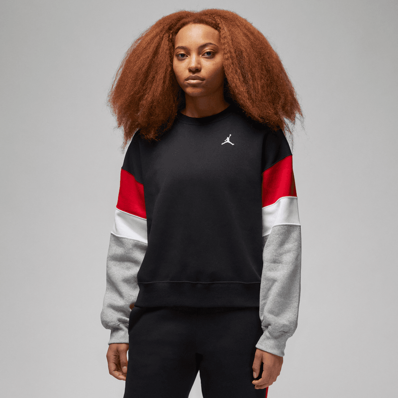 Jordan Brooklyn Fleece Women's Crewneck Sweatshirt 'Black/Grey/White'