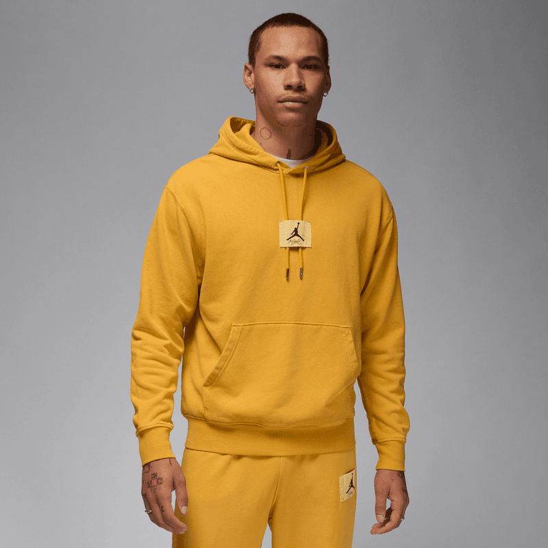 Jordan Essentials Men's Statement Fleece Washed Pullover Hoodie 'Yellow Ochre'