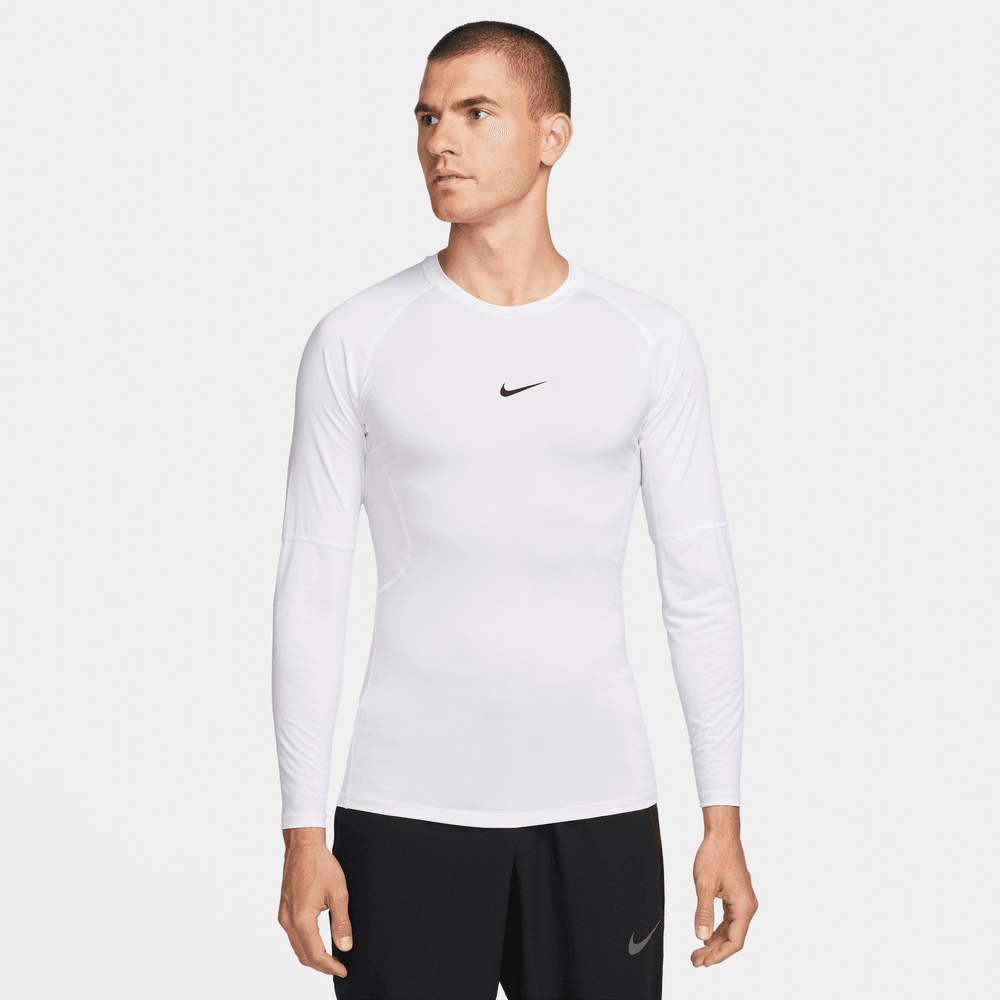 Nike Pro Men's Dri-FIT Tight Long-Sleeve Fitness Top 'White/Black'