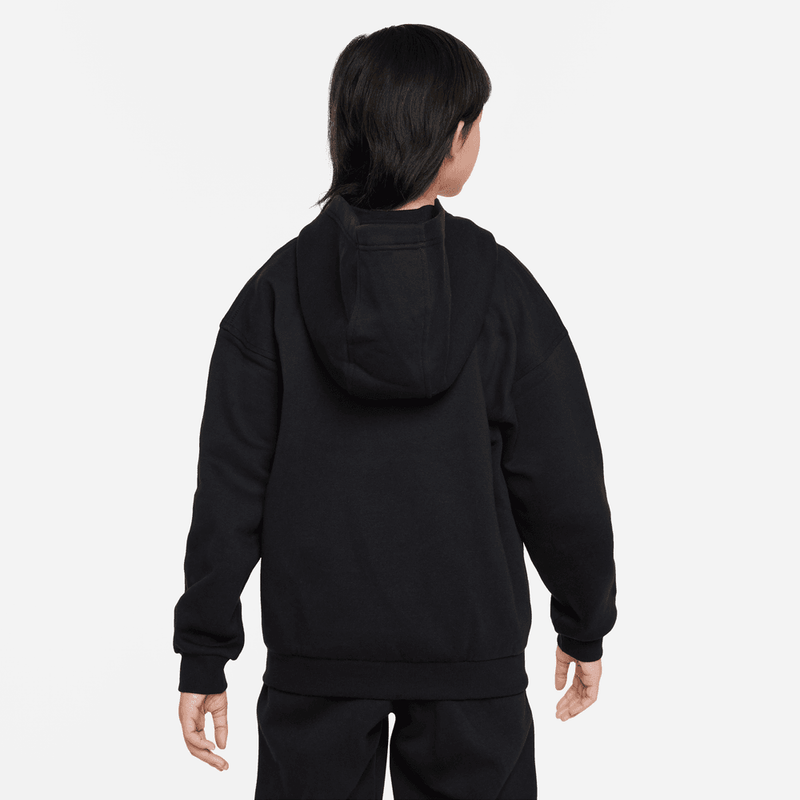 Nike Sportswear Club Fleece Big Kids' Oversized Full-Zip Hoodie 'Black'