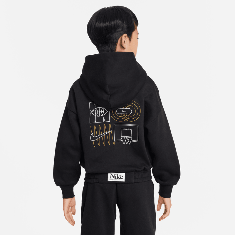 Nike Culture of Basketball Big Kids' Oversized Pullover Basketball Hoodie 'Black'