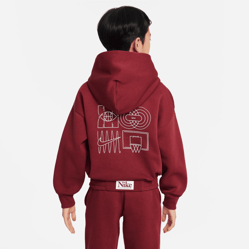 Nike Culture of Basketball Big Kids' Oversized Pullover Basketball Hoodie 'Team Red/White'