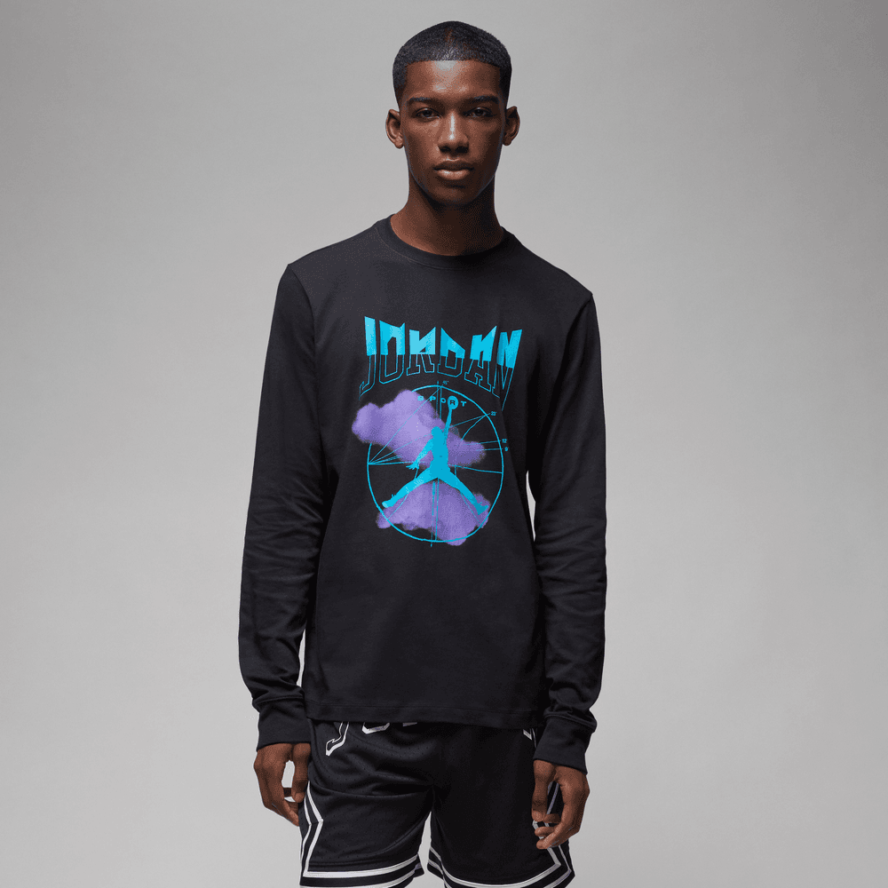 Jordan Sport Men's Long-Sleeve T-Shirt 'Black/Purple/Aquatone'